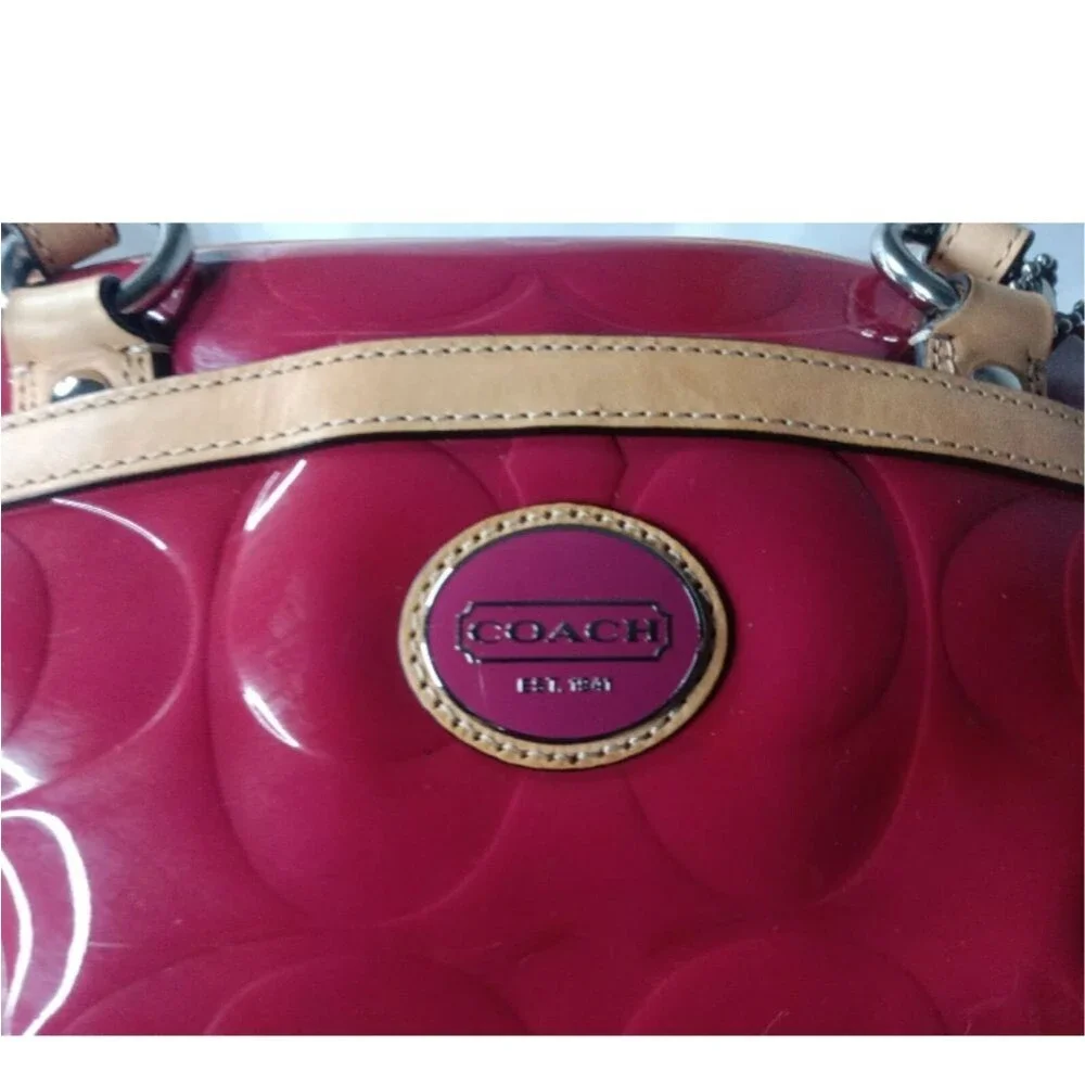 Coach Peyton Embossed Patent Leather Satchel Red Handbag F20065